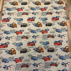 Disney Pixar Cars Vintage Twin Size Flat Bed Sheet Lightning McQueen 66”x 96”